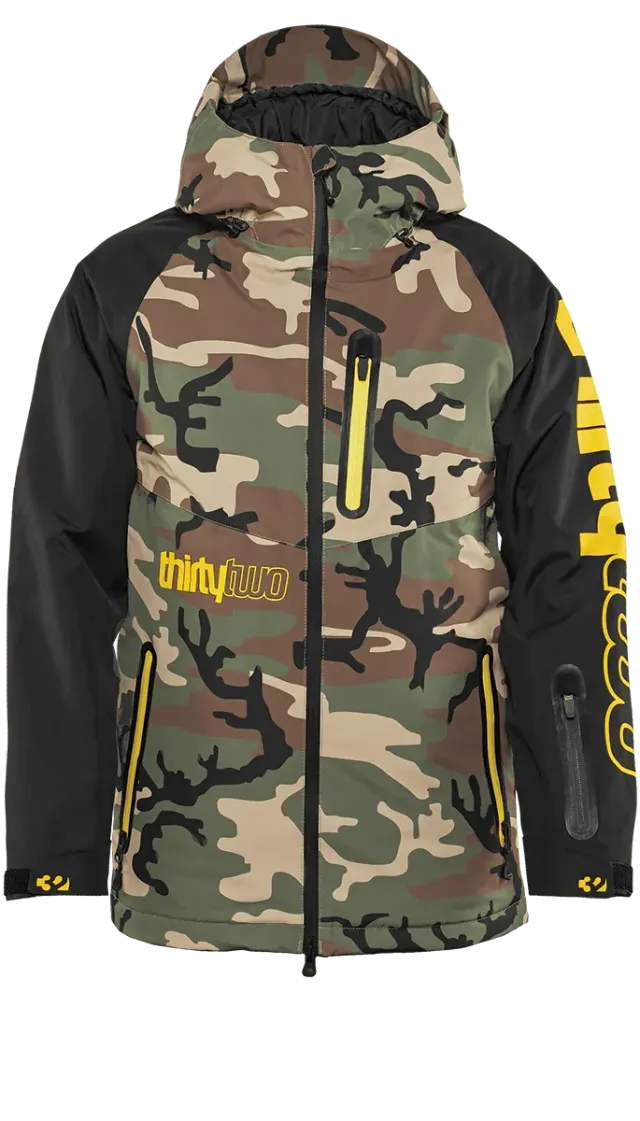 Thirtytwo Youth Grasser veste snowboard isolée noire camouflage