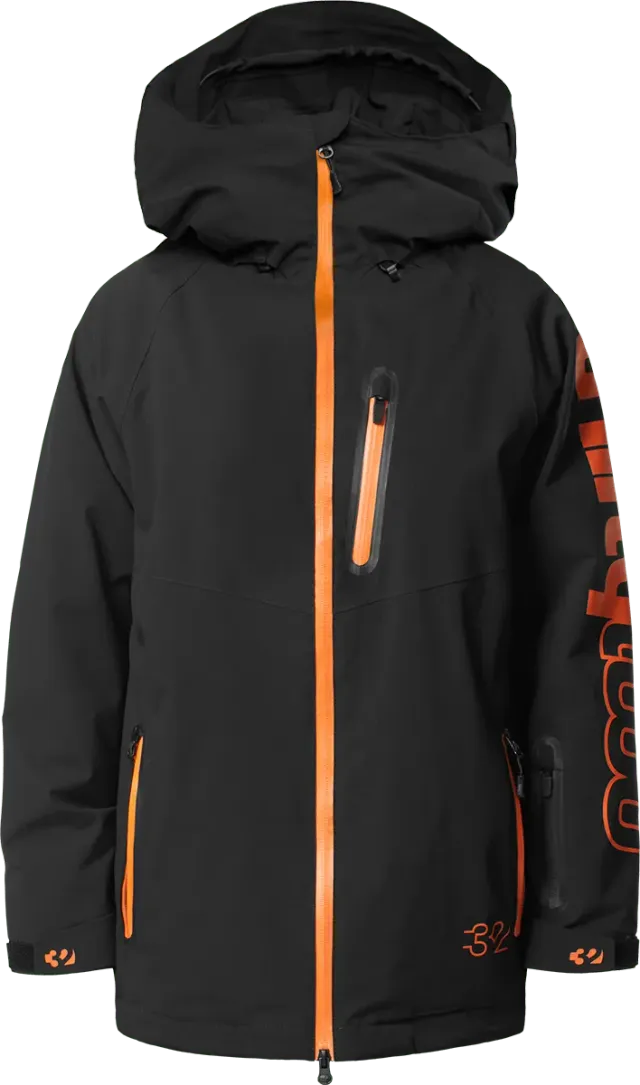 Thirtytwo Youth Grasser veste snowboard noir orange isolée