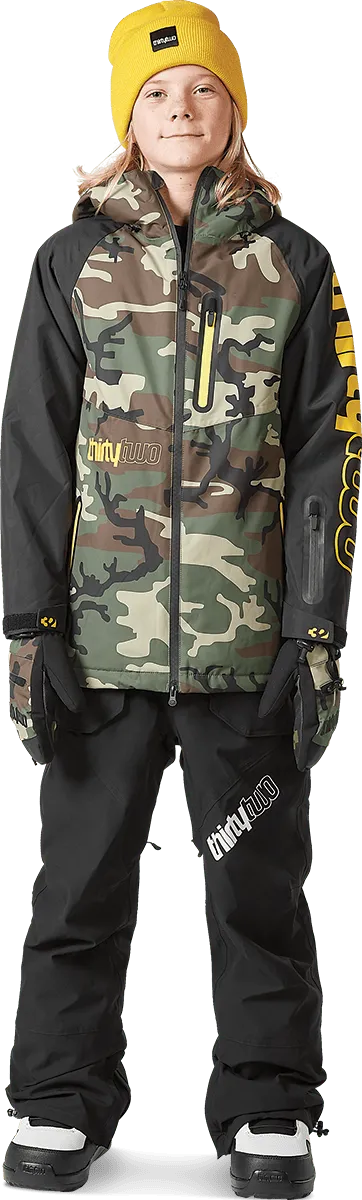 Thirtytwo Youth Grasser veste snowboard isolée noire camouflage