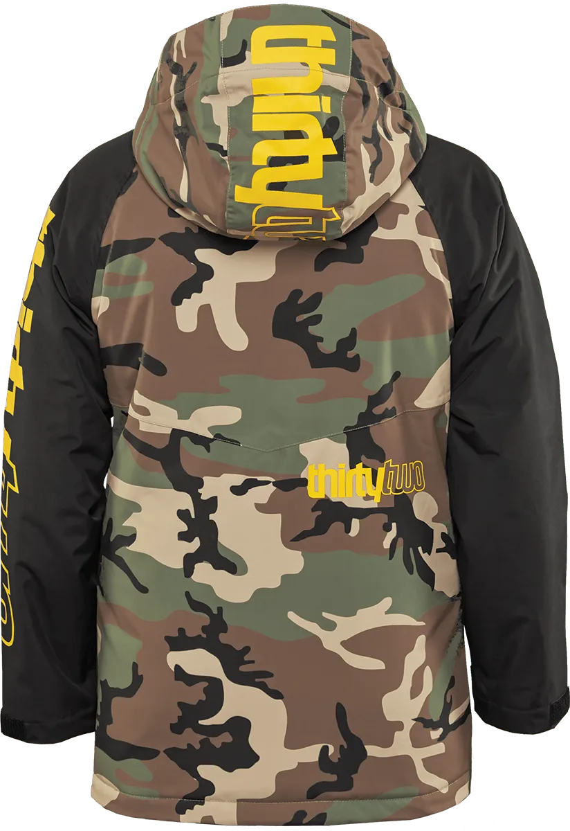 Thirtytwo Youth Grasser veste snowboard isolée noire camouflage